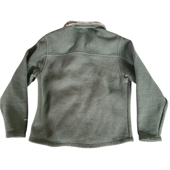 Woolrich Women's Size M Hunter Green Wool Full-Zip Jacket Plaid Collar Lining - Picture 2 of 13